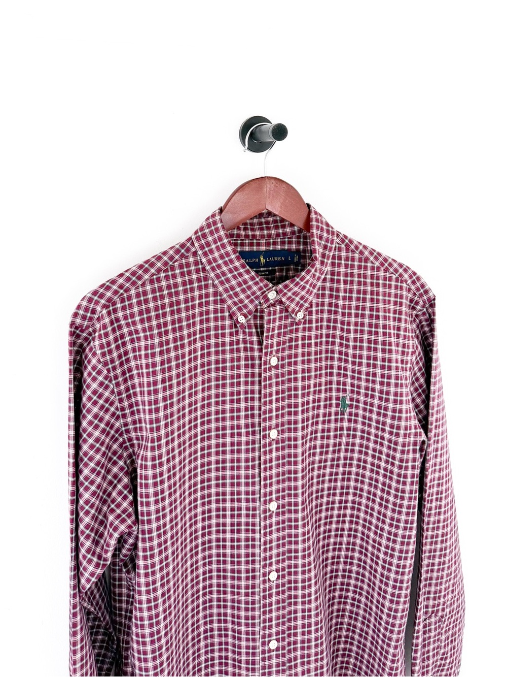 NEW Polo Ralph Lauren Slim Men’s Red Plaid Button-Down Shirt Cotton Twill L - Picture 7 of 12